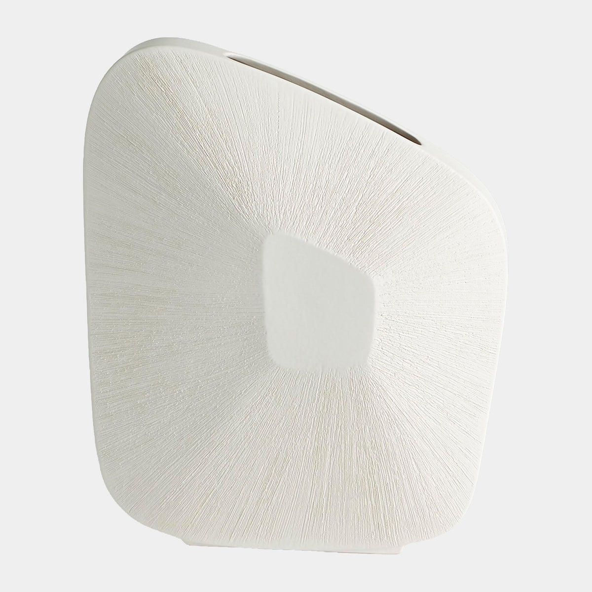 Offset Square Scratch Vase-Matte White-Wide