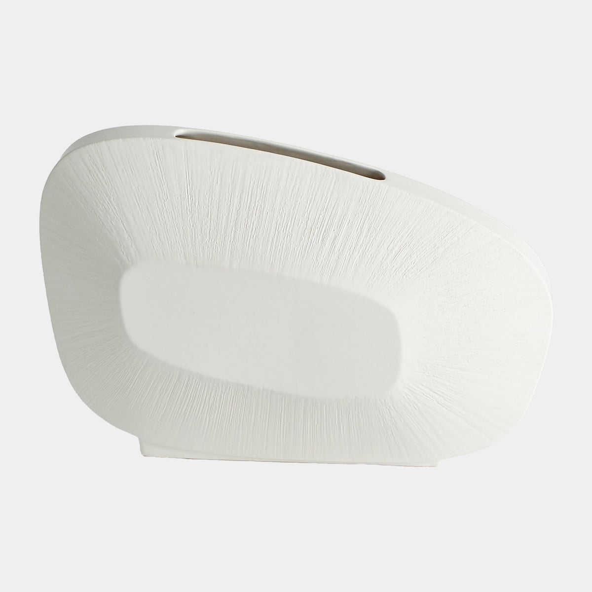 Offset Square Scratch Vase-Matte White-Low