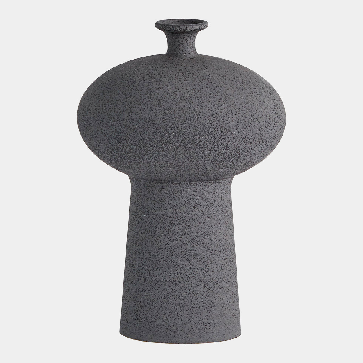 Folk Ovoid Vase-Black Stone