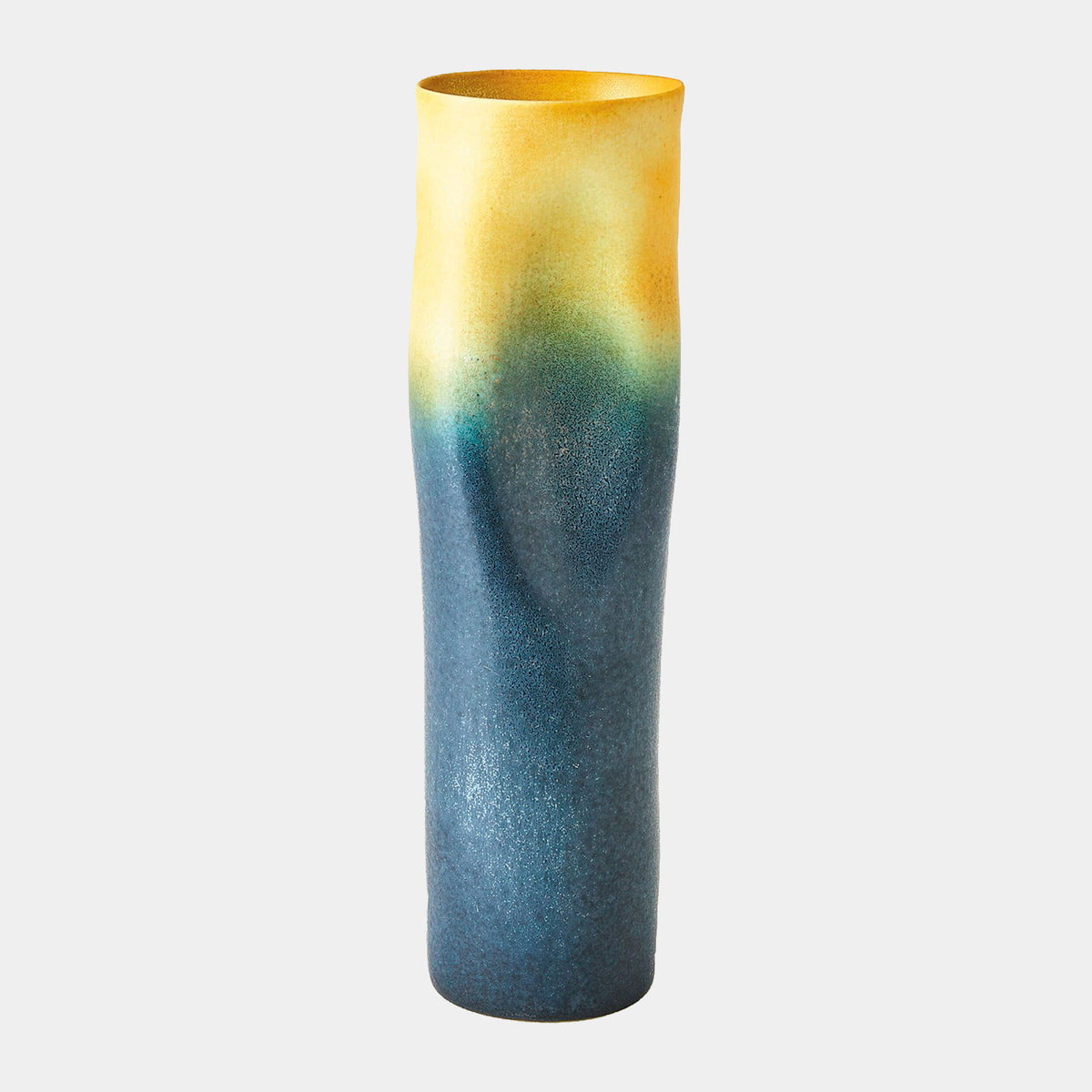 Indent Vase-Gray/Yellow-Skinny
