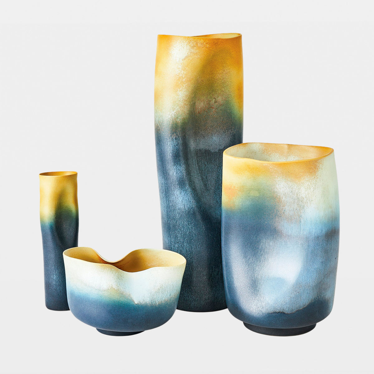 Indent Vase-Gray/Yellow-Sm