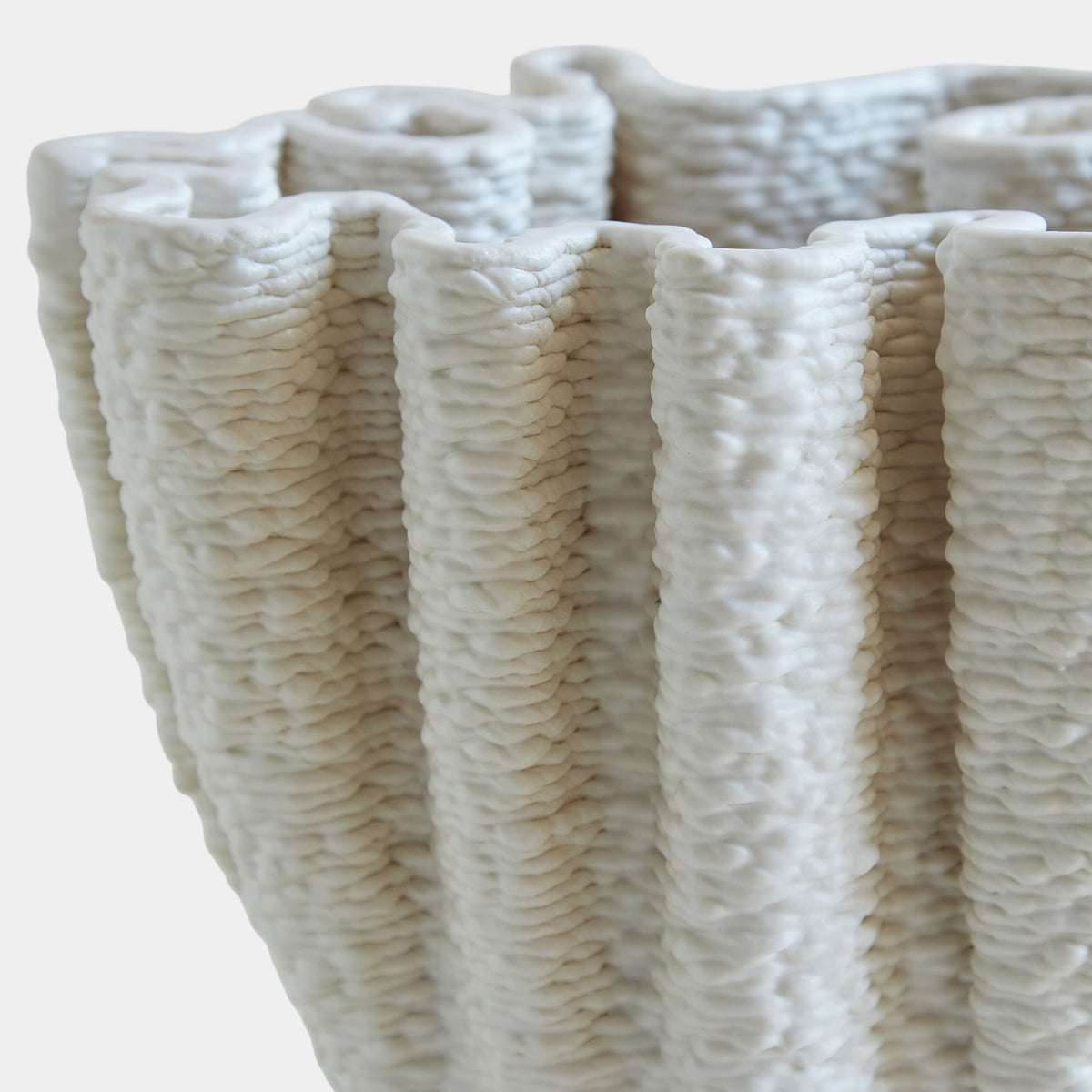 Kumiko Ripple Printed Vase-Matte White-Short