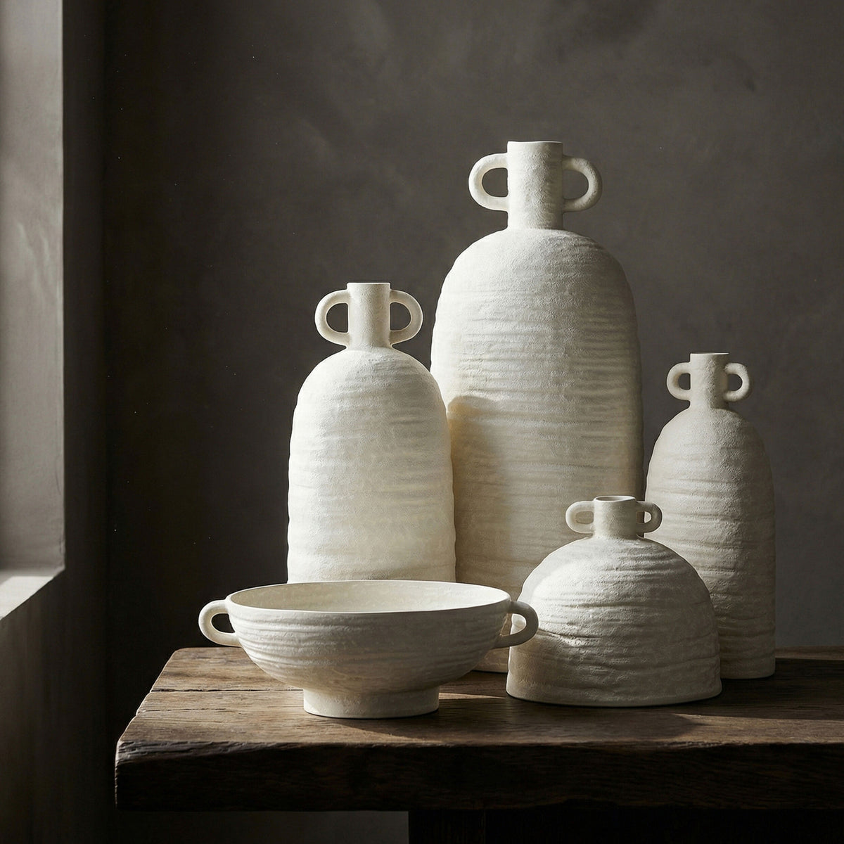 Sahara Vase-White-Squat