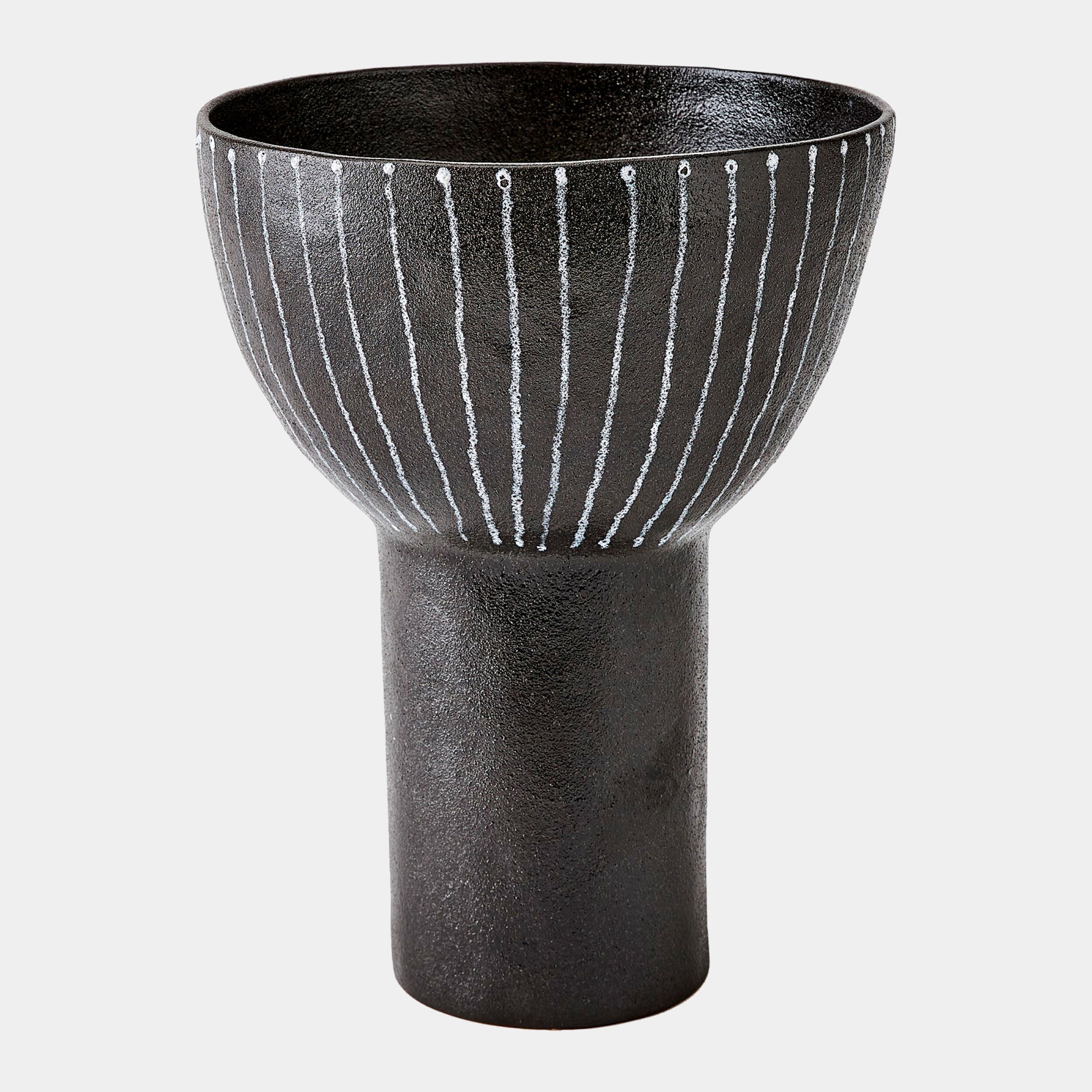 Cinder Footed Bowl-Striped-Lg