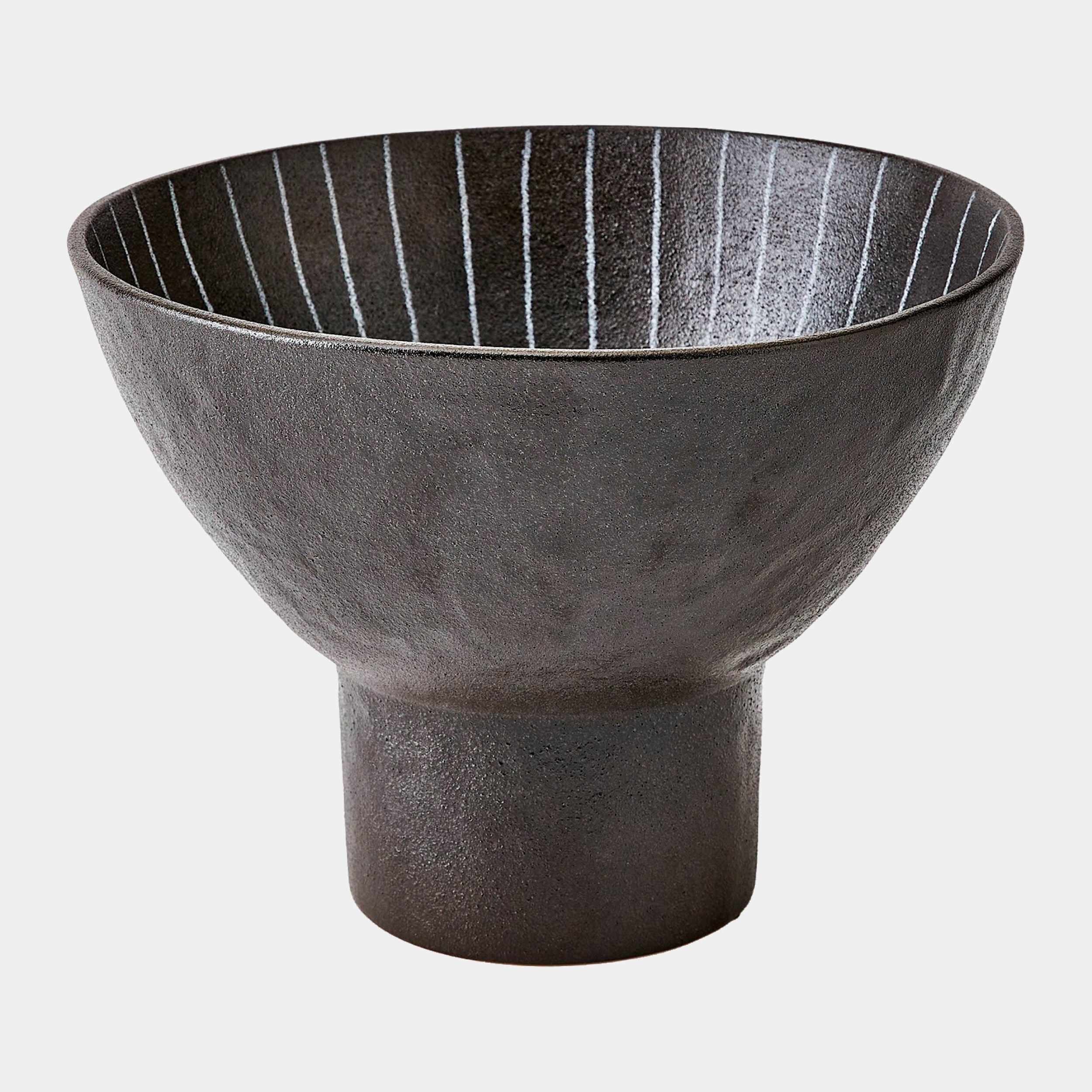 Cinder Footed Bowl-Striped-Sm