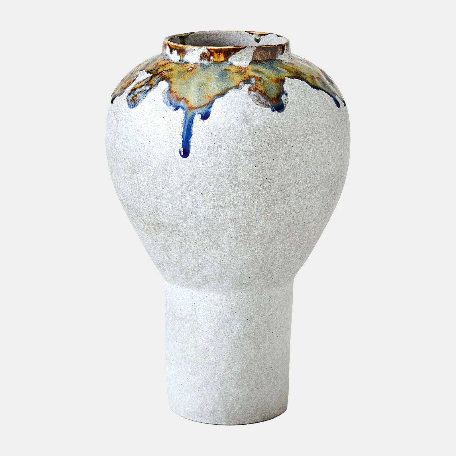 Volcan Footed Vase-Gray/Reactive Green