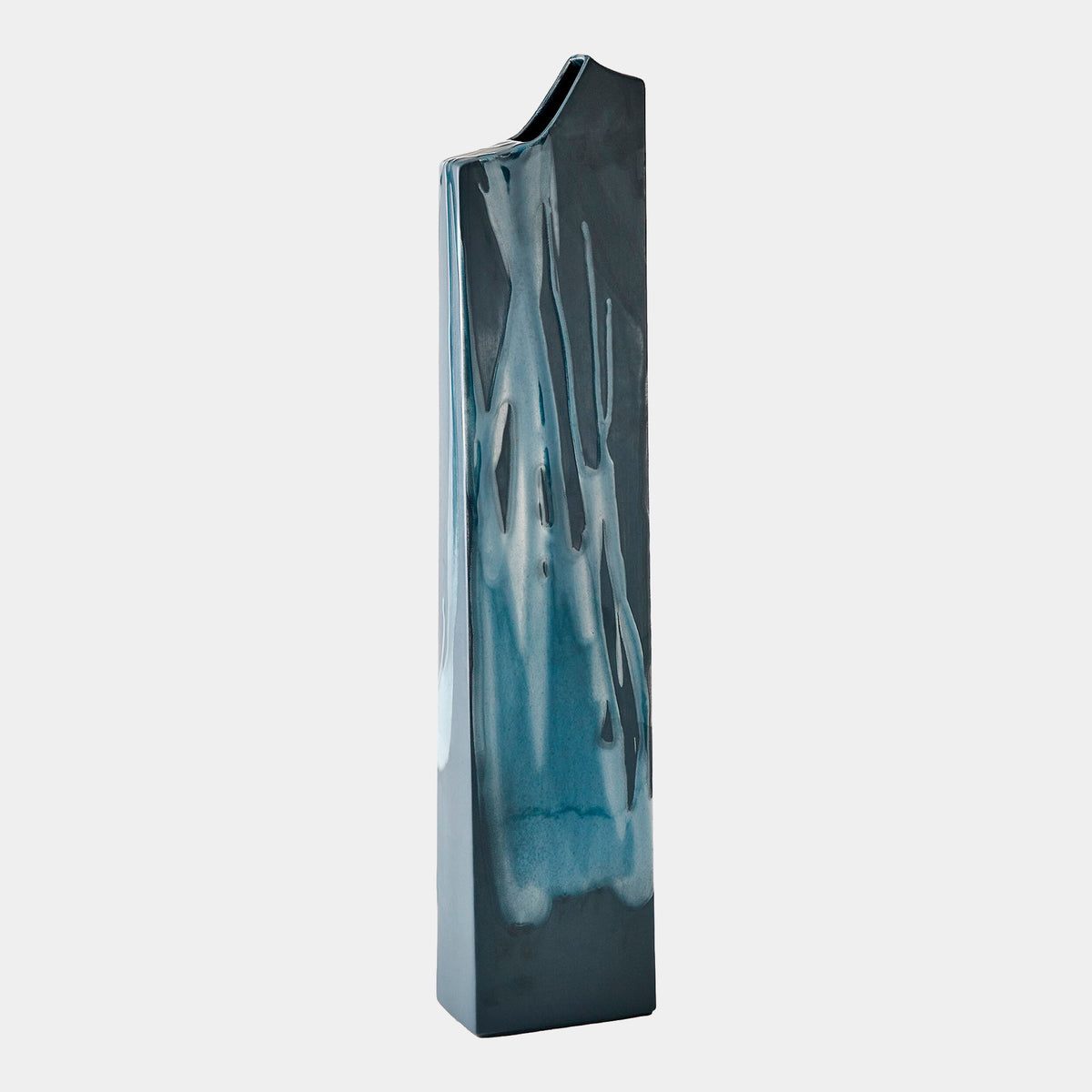Caspian Column Splash Vase-Reactive Blue-Lg