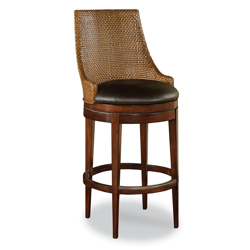 Woven Leather Swivel Counter Stool