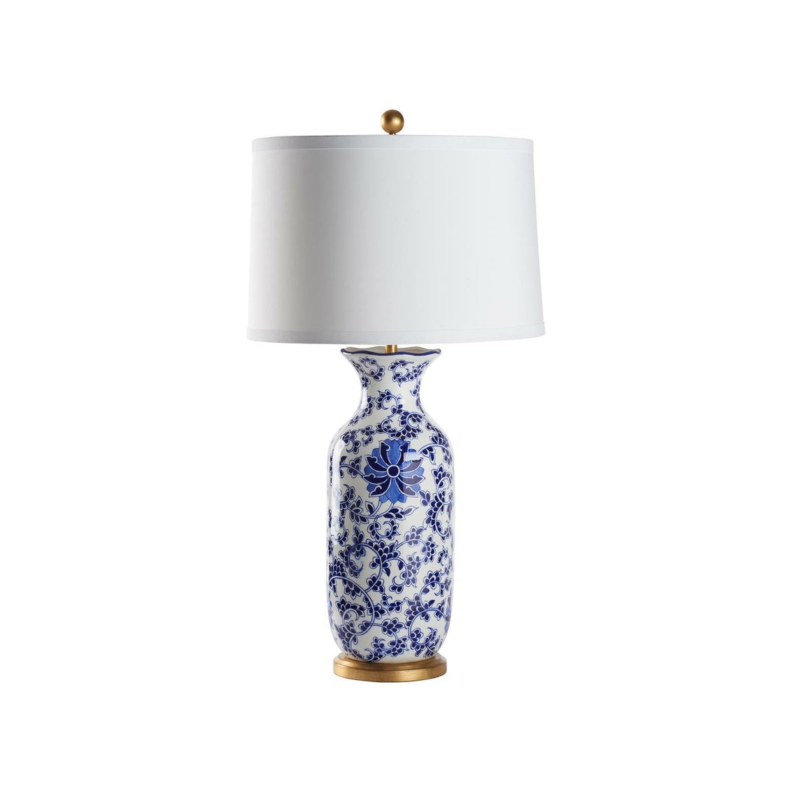 Reed Table Lamp in Blue/White Glaze / Ceramic/Porcelain - Chelsea House