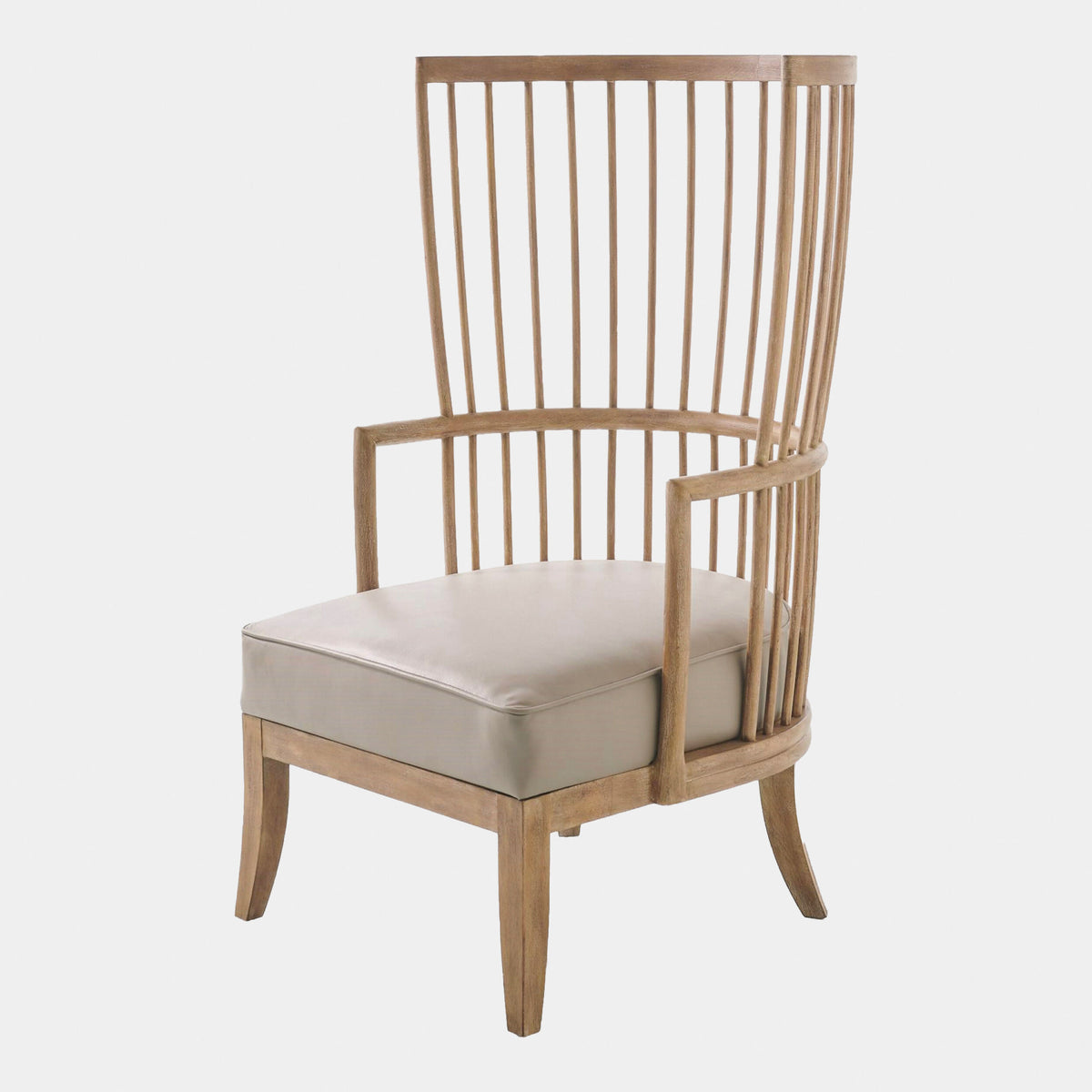 Spindle Wing Chair-Gray Leather