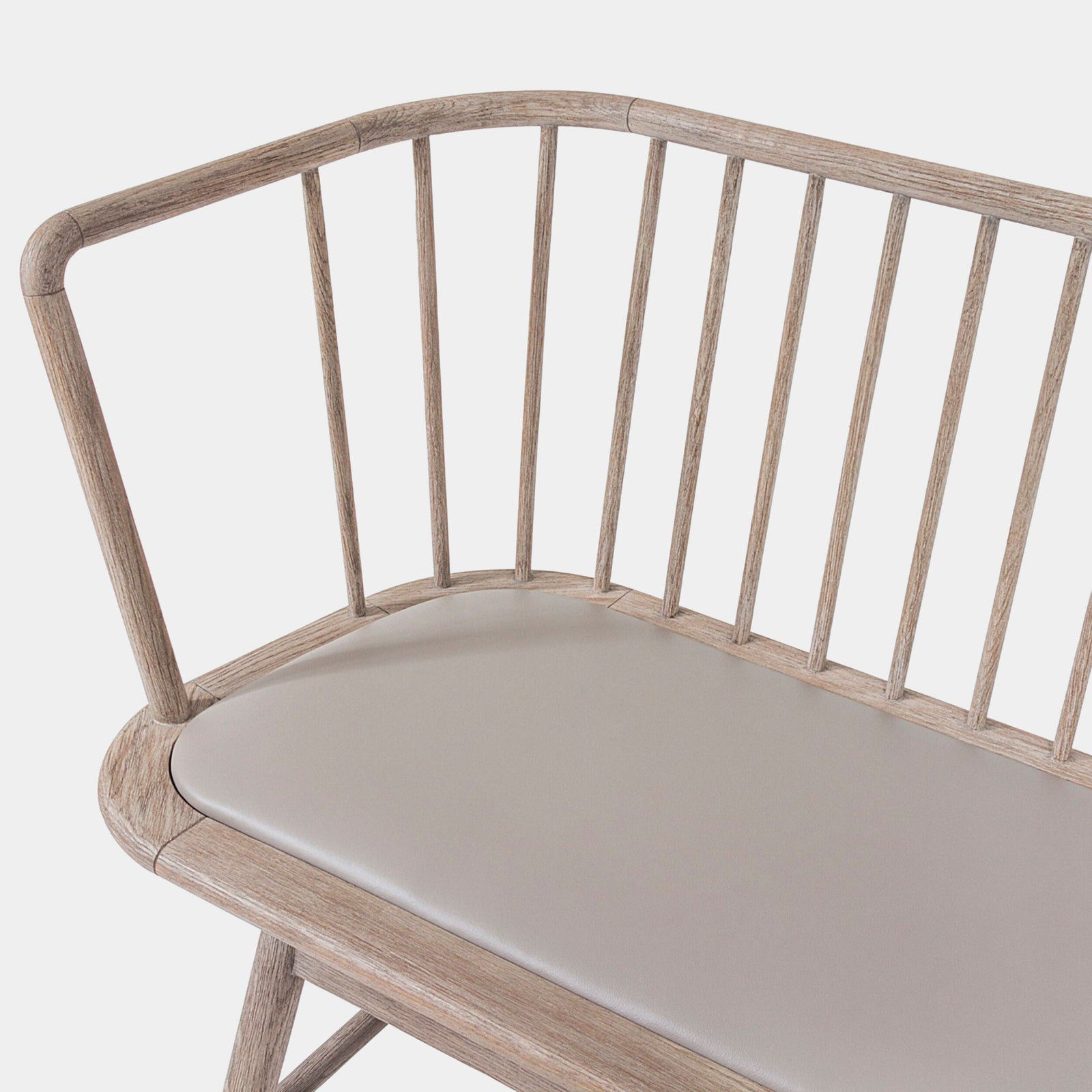 Spindle Long Bench-Gray Leather