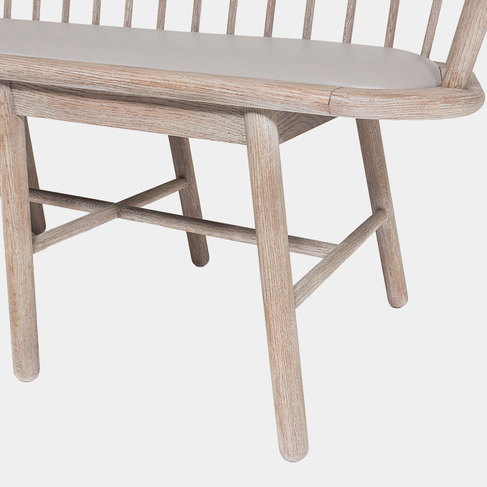 Spindle Long Bench-Gray Leather