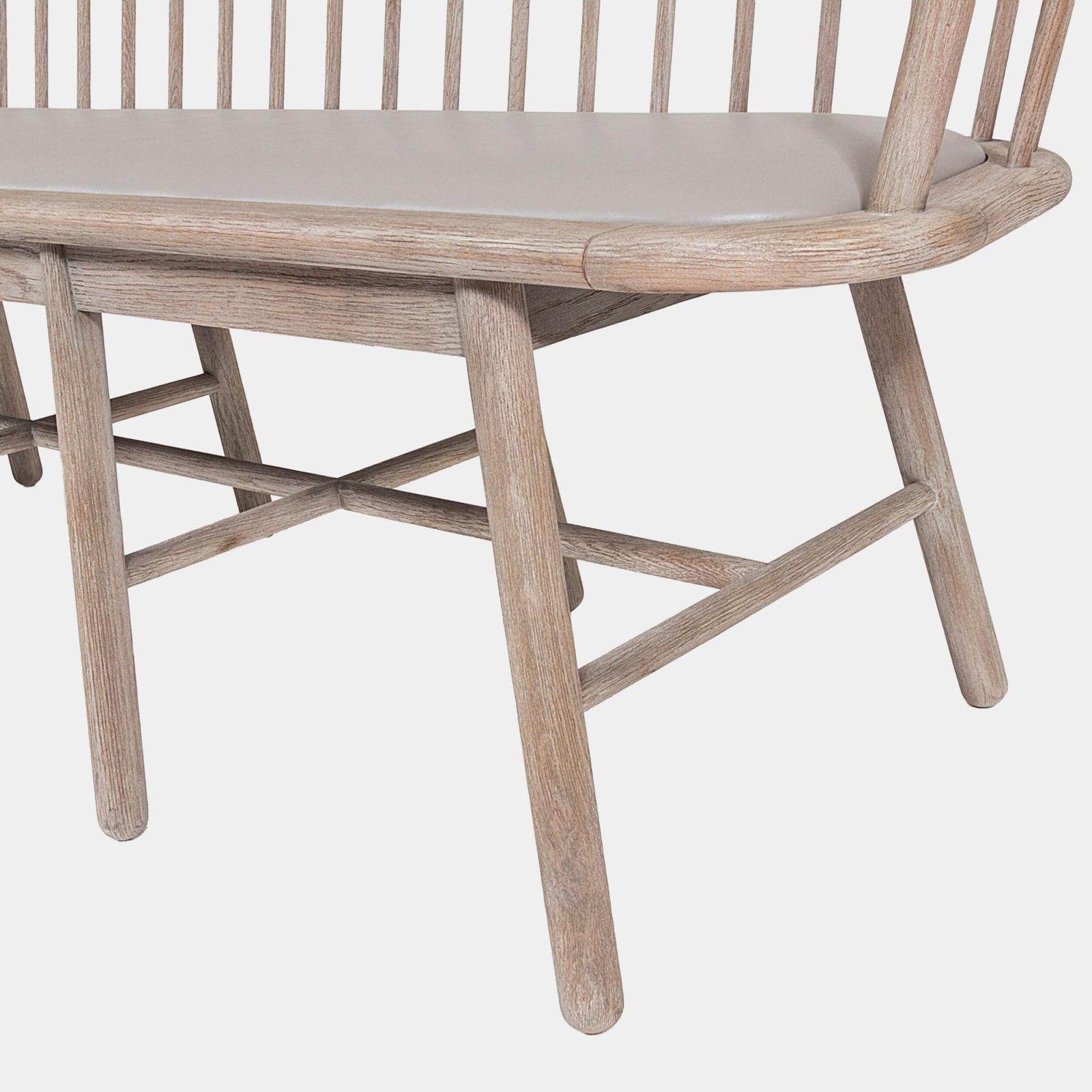 Spindle Long Bench-Gray Leather