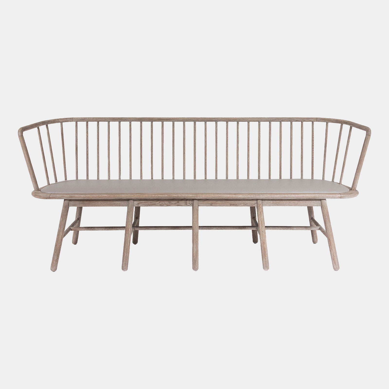 Spindle Long Bench-Gray Leather