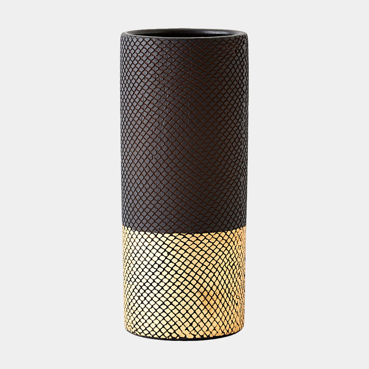 Java Vase-Matte Black/Gold Metallic-Lg