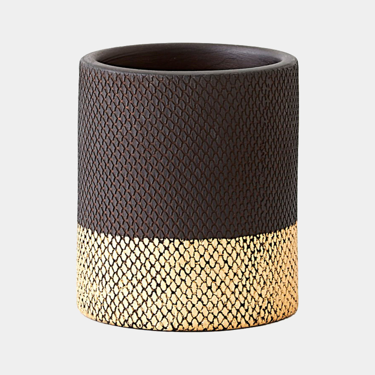 Java Vase-Matte Black/Gold Metallic-Sm