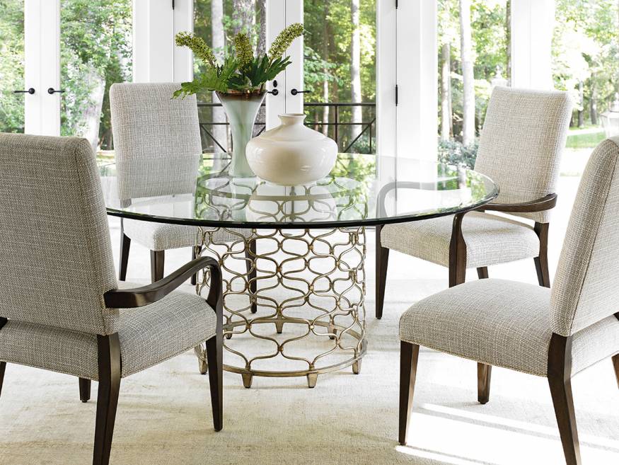 Bollinger Round Dining Table With 72 Inch Glass Top