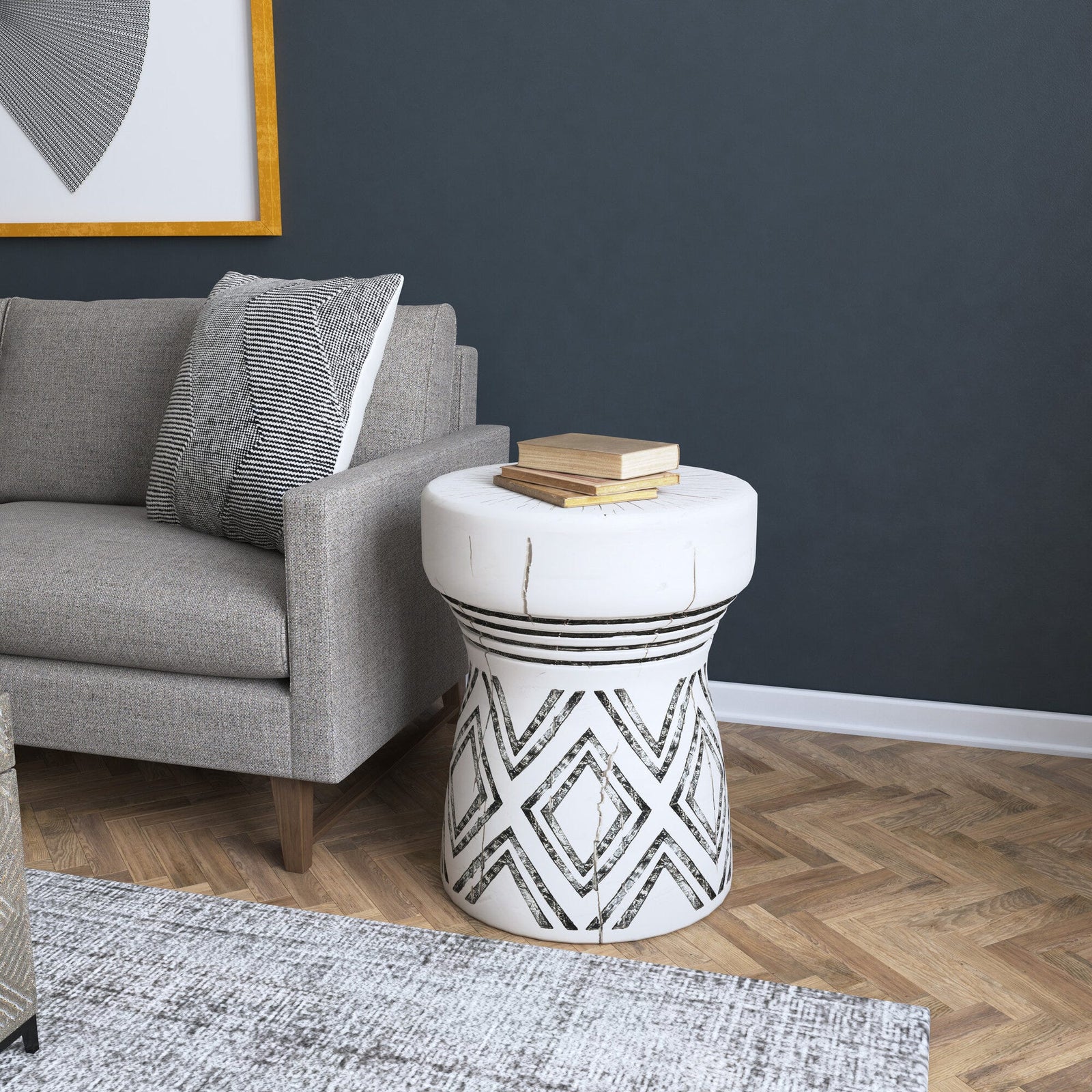 Commerce & Market Carved Stump Side Table