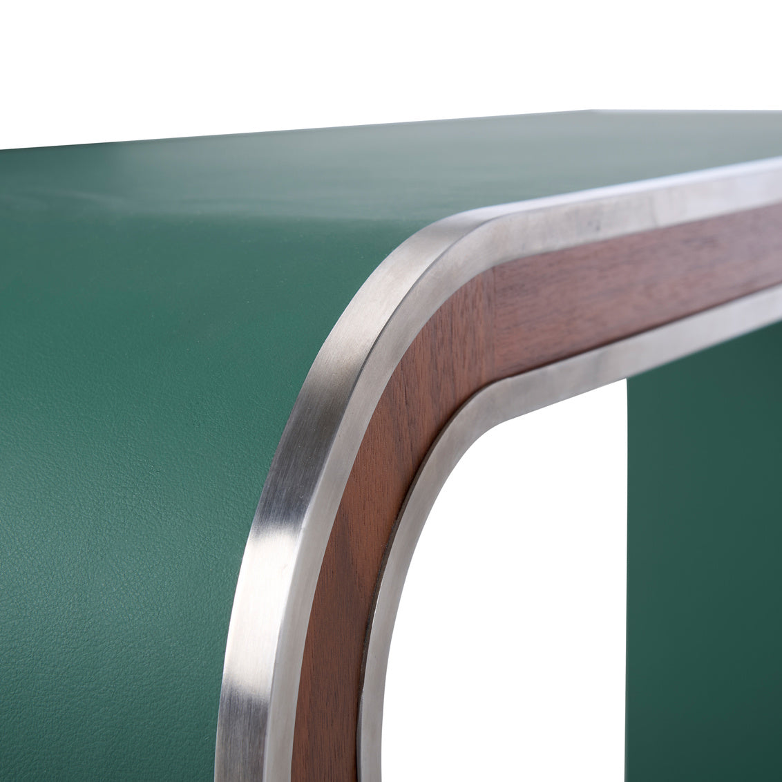 Arden Console – Green in Green/Walnut/Nickel / Leather - Chelsea House