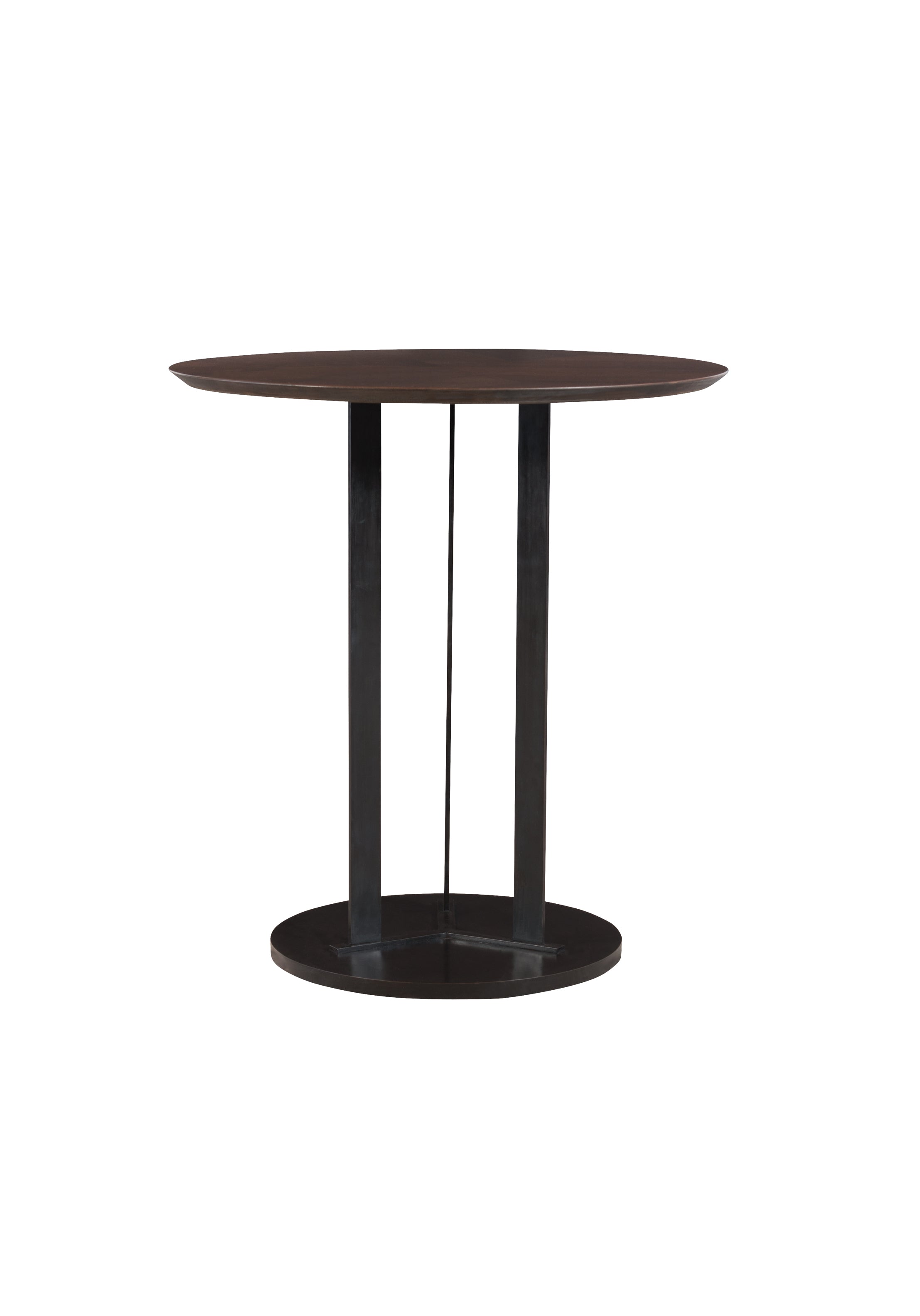 TERNARY SIDE TABLE in Walnut Veneers, Steel - Hickory Chair