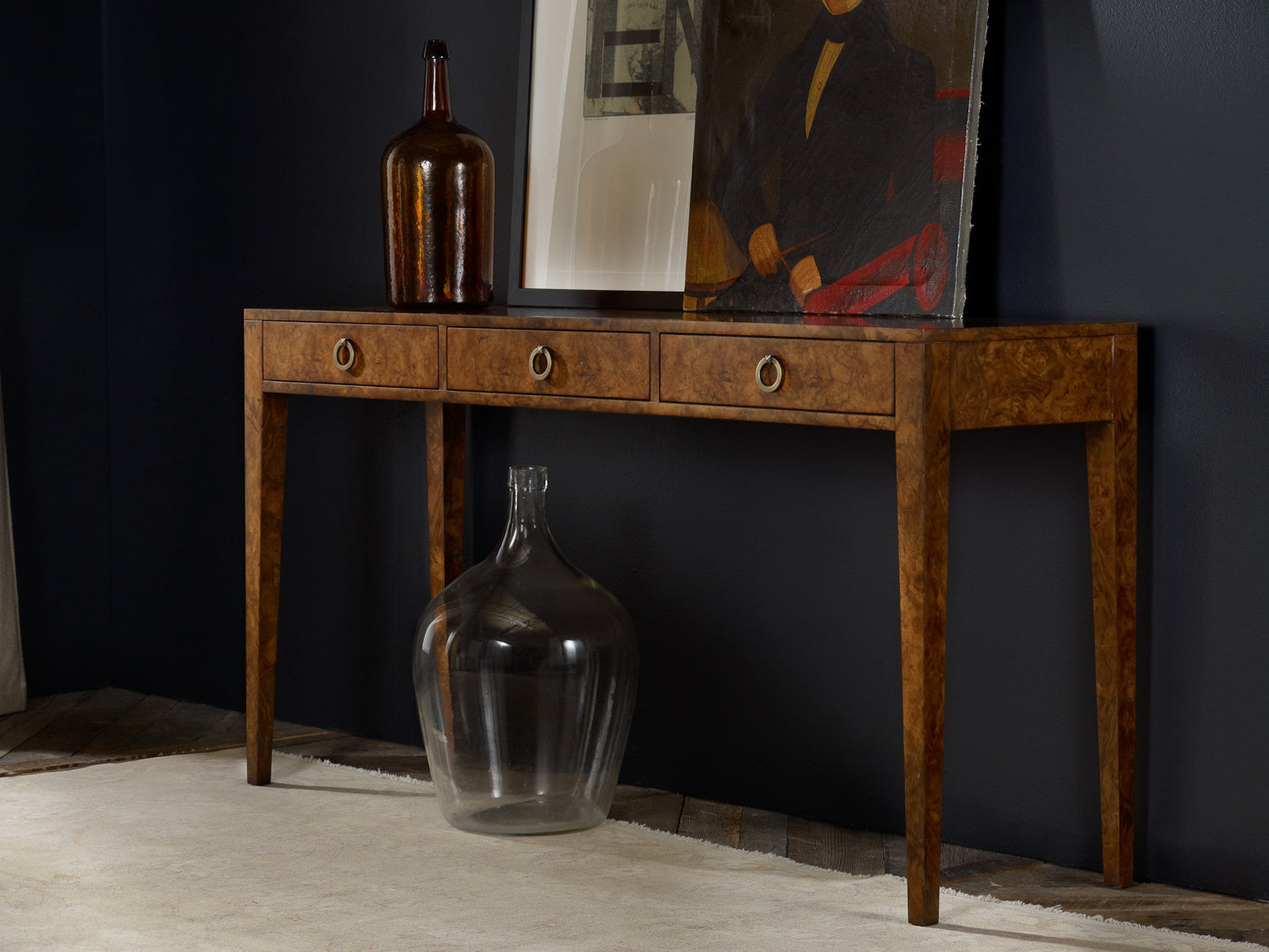 Three Drawer Console -Burl – Consoles by Modern History | Sutter & Vale