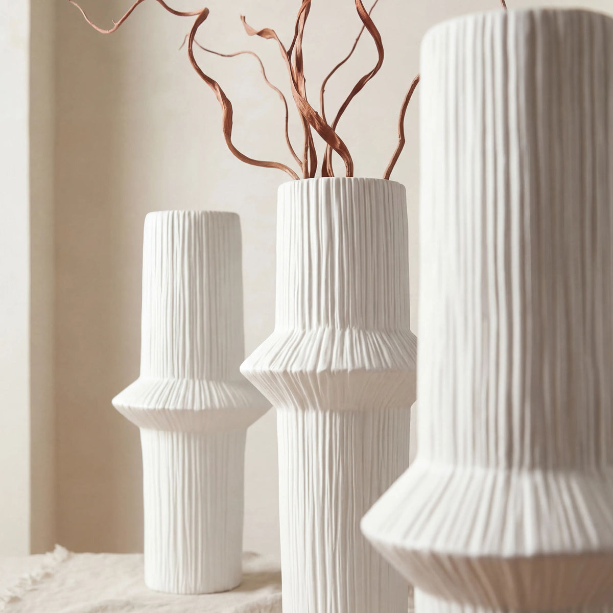 Ascending Ring Vase-Matte White-Low