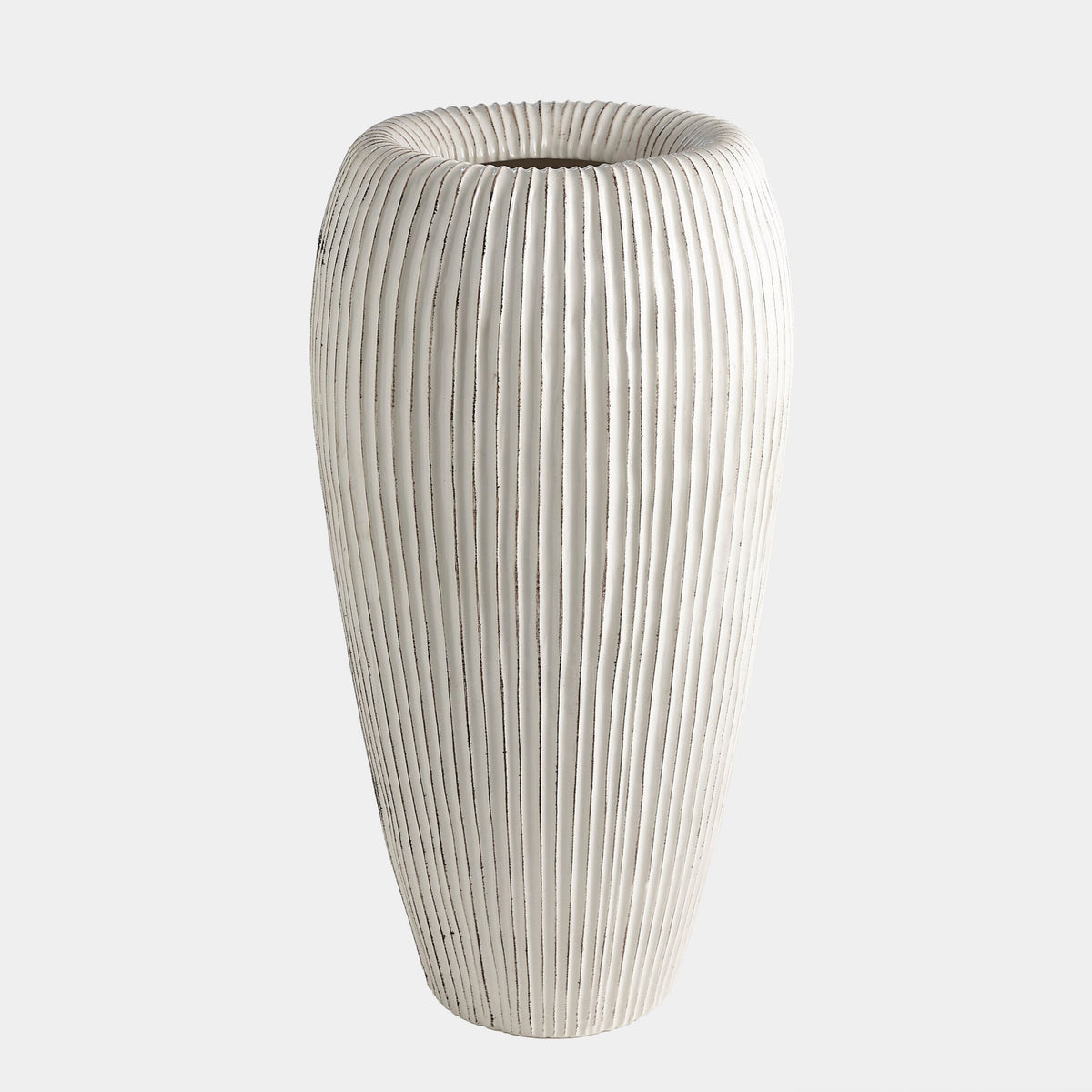 Baleen Vase-Ivory w/Brown Edges