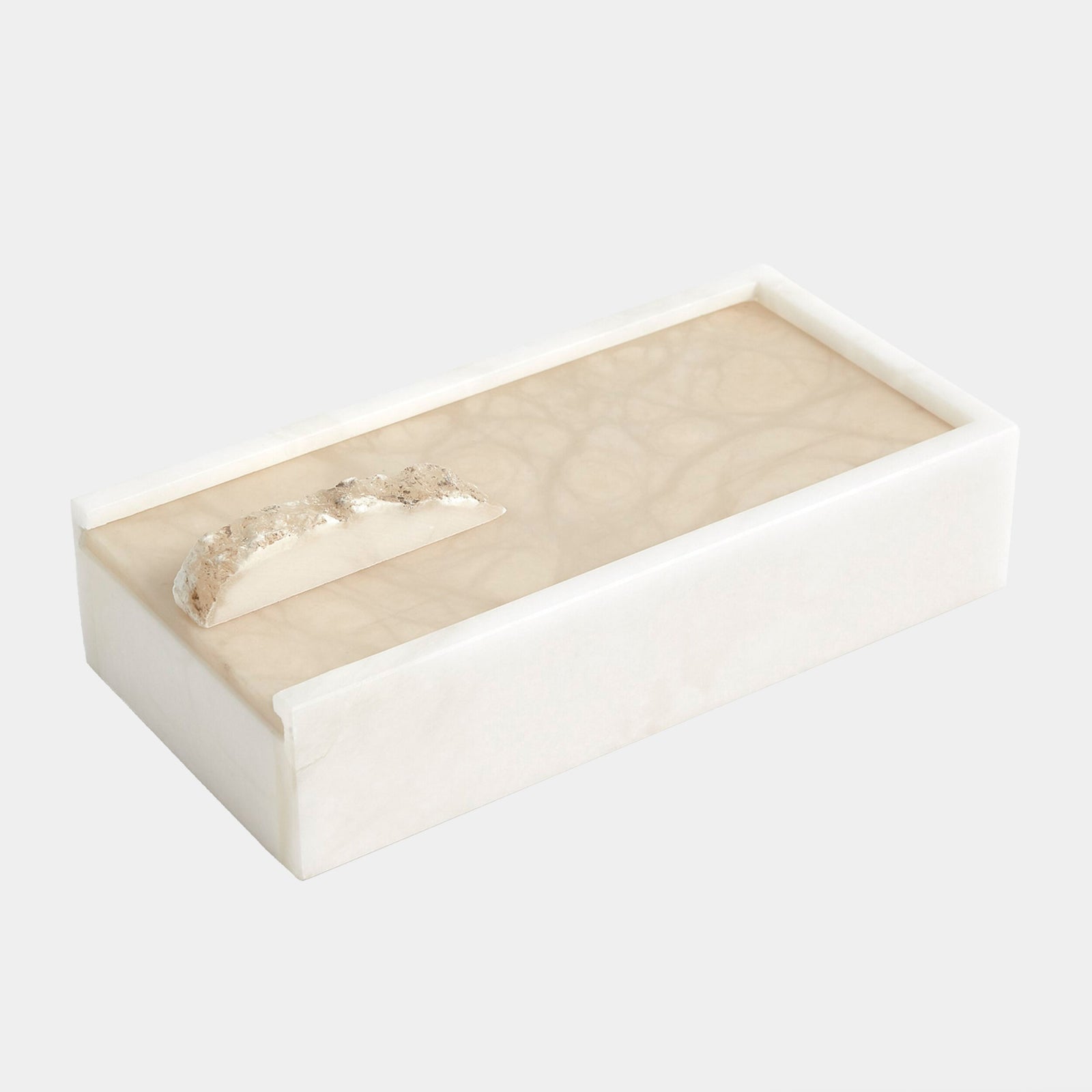 Roccia Alabaster Rectangle Box w/Finial