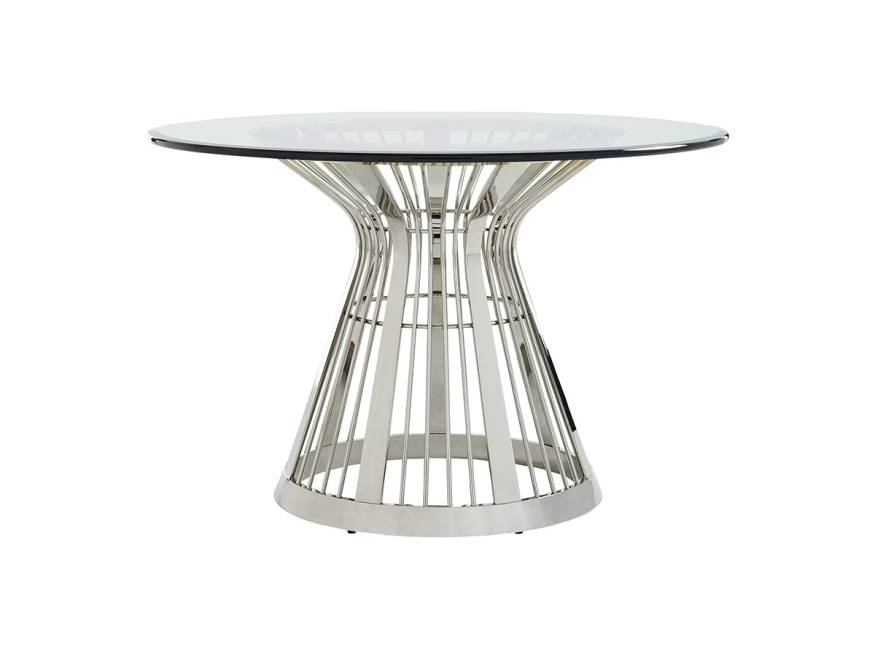 Riviera Stainless Dining Table With 60 Inch Glass Top