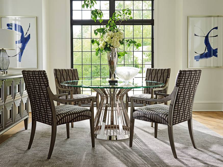 Riviera Stainless Dining Table With 60 Inch Glass Top