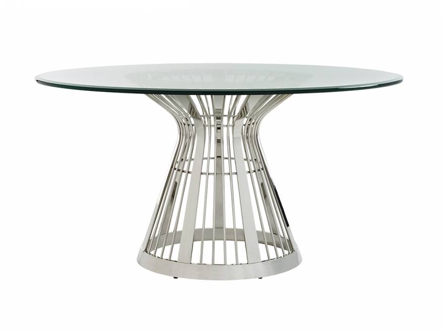 Riviera Stainless Dining Table With 60 Inch Glass Top