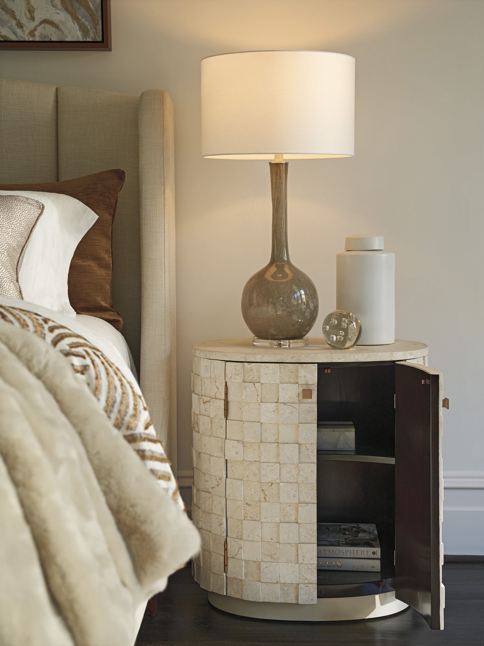 Albion Stone Oval Nightstand