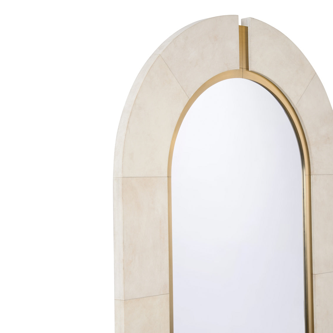 Magnus Mirror in Natural White/Antique Brass / Leather - Chelsea House