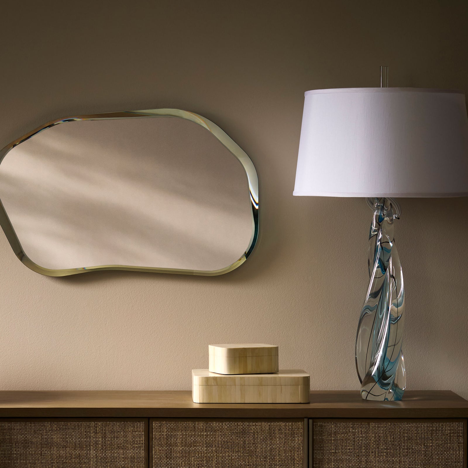 Ocean Twist Lamp w/Silk Shade