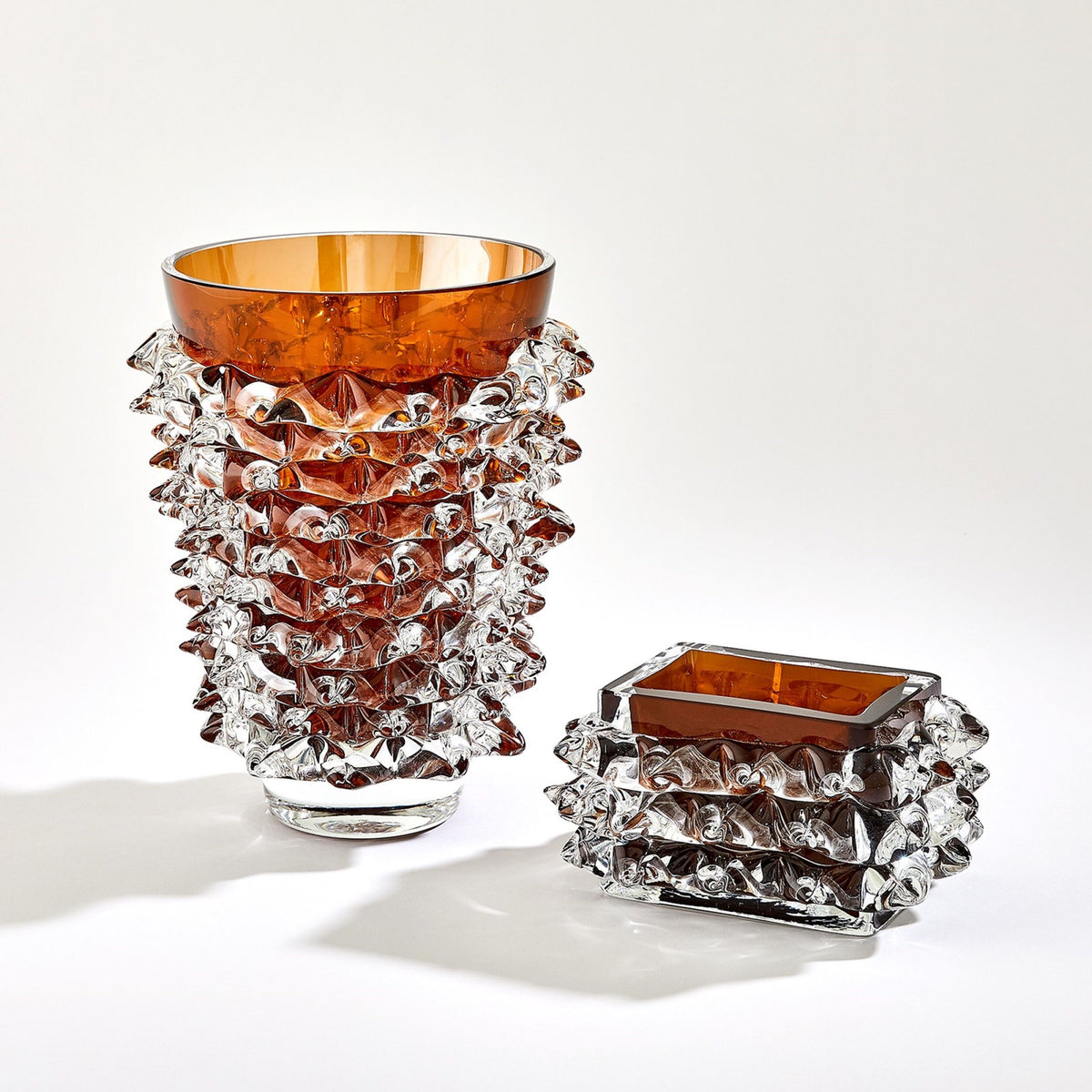 Porcupine Vase-Dark Amber-Short