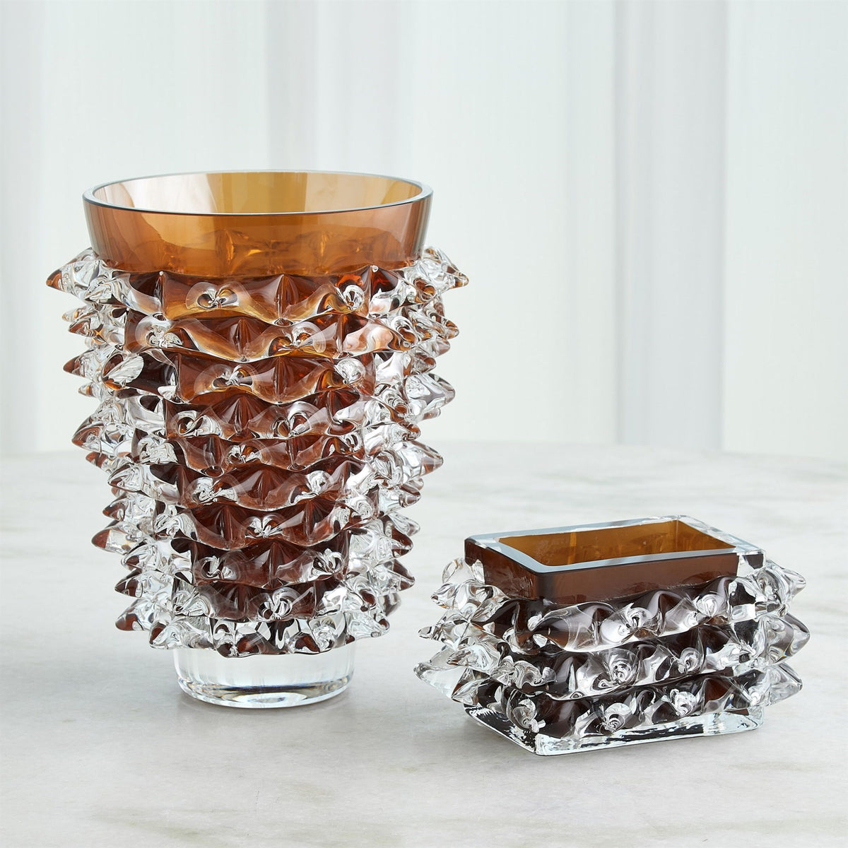 Porcupine Vase-Dark Amber-Short