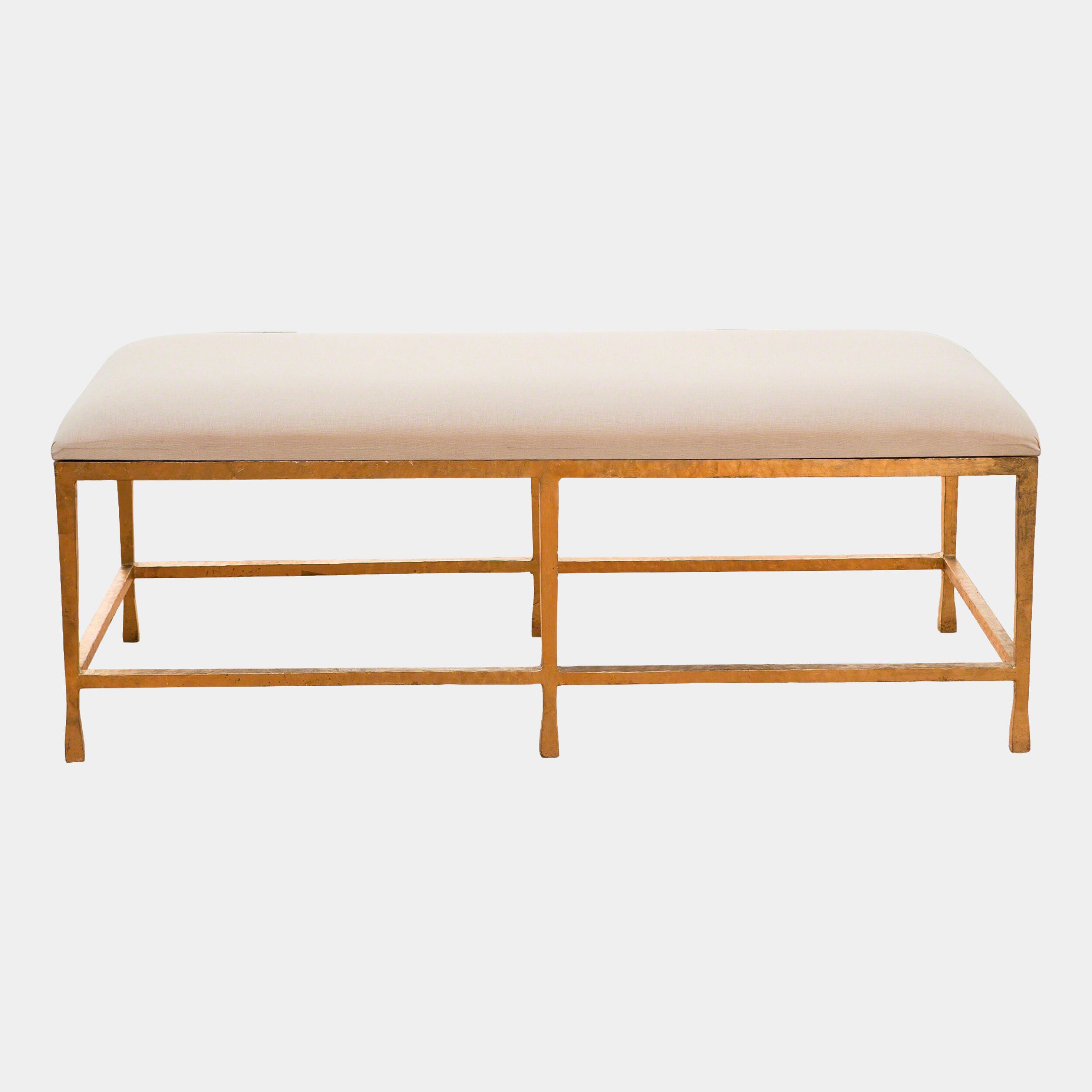 Kandel Quad Pod Bench-Muslin Cushion/Gold Leaf