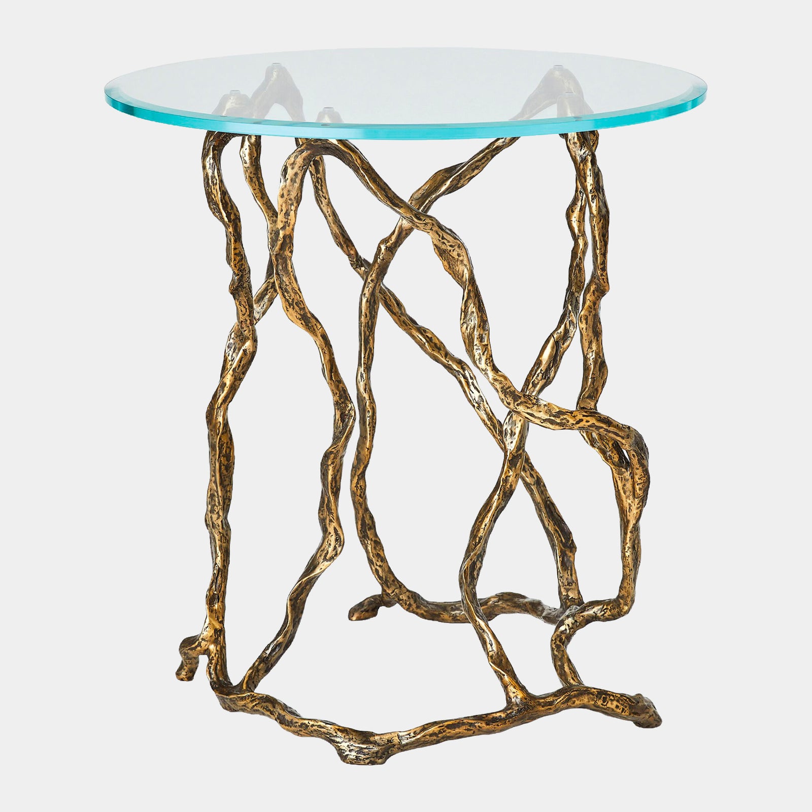 Twistwood Side Table-Antique Brass
