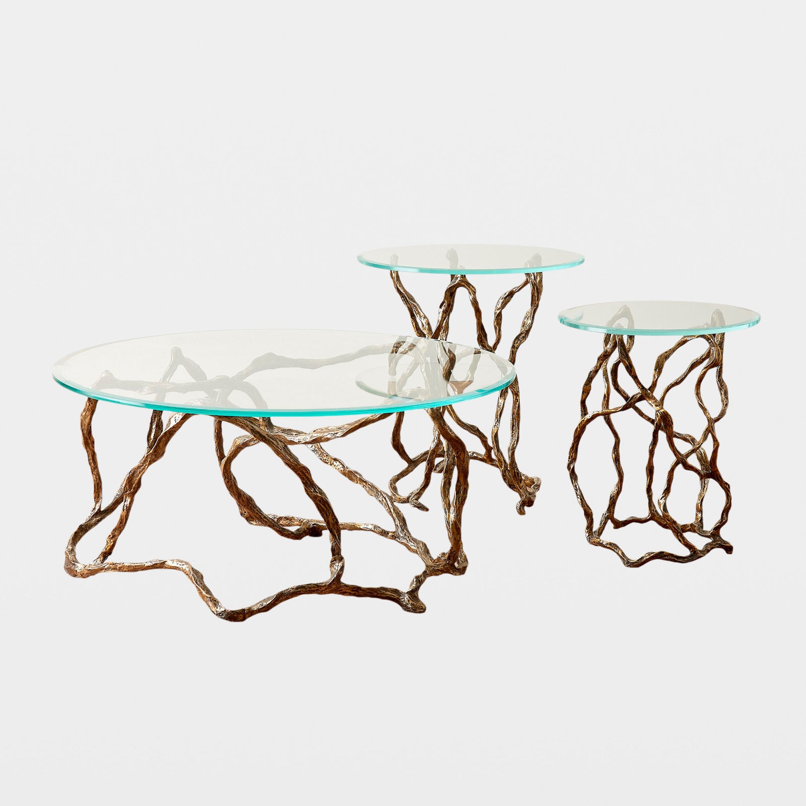 Twistwood Side Table-Antique Brass