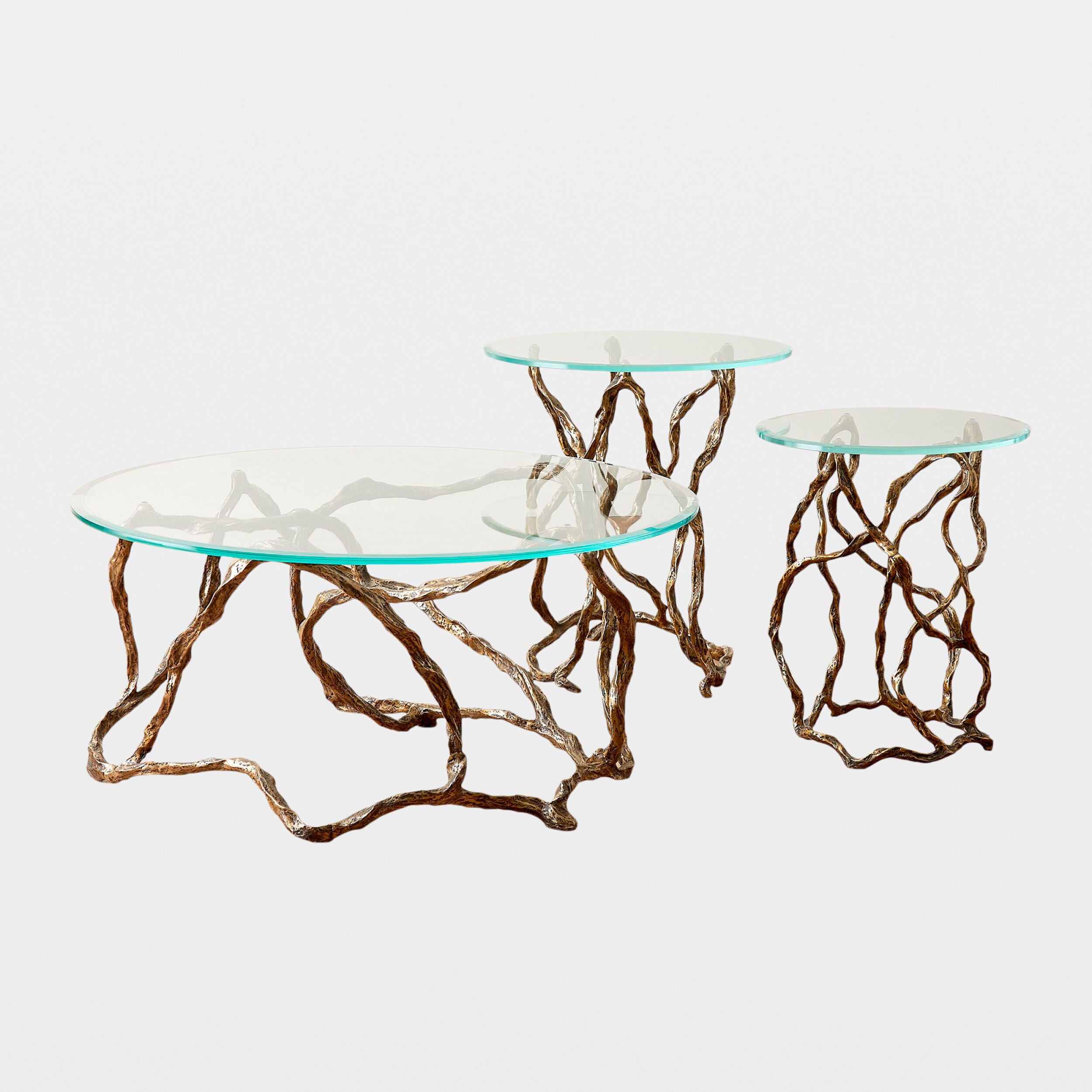 Twistwood Side Table-Antique Brass