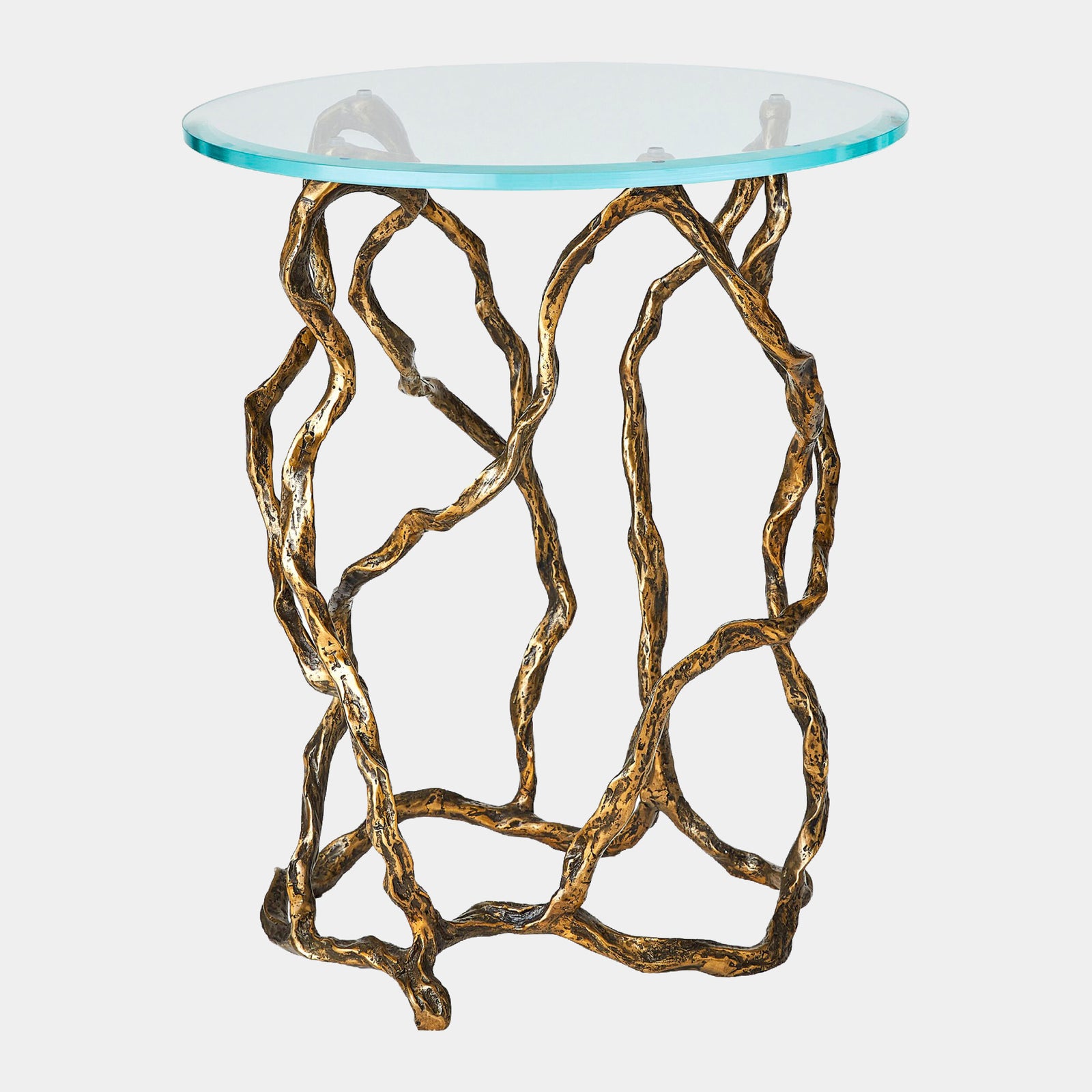 Twistwood Accent Table-Antique Brass