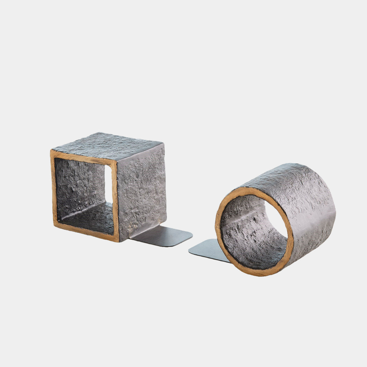 Geometry Bookends-Iron/Gold