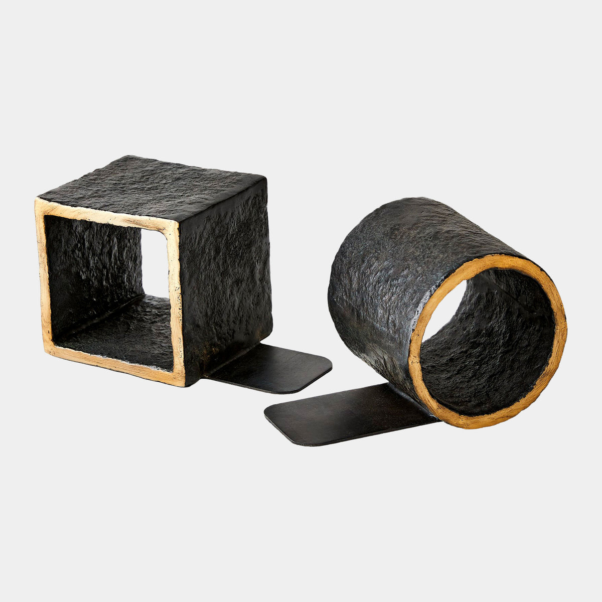 Geometry Bookends-Iron/Gold