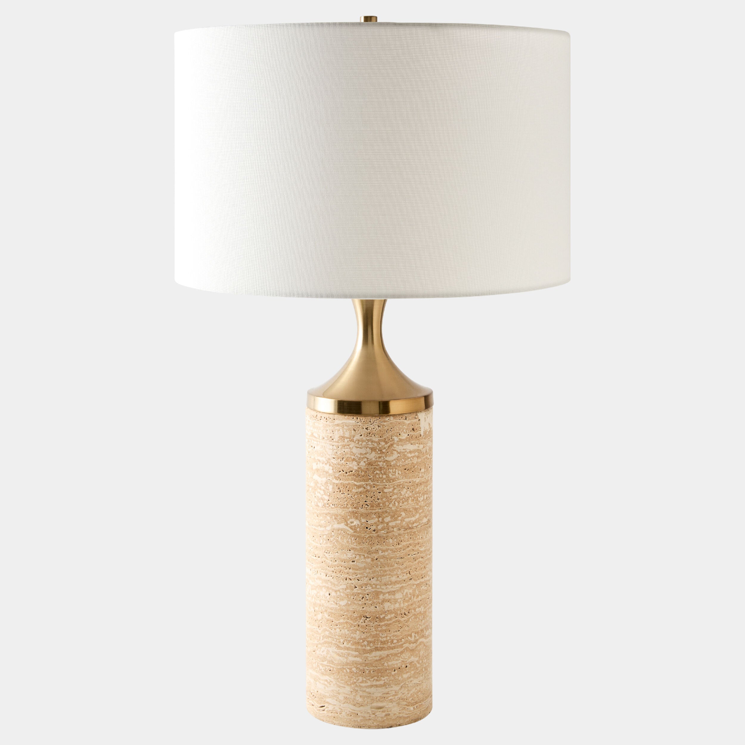 Ossuary Lamp-Travertine/Brass