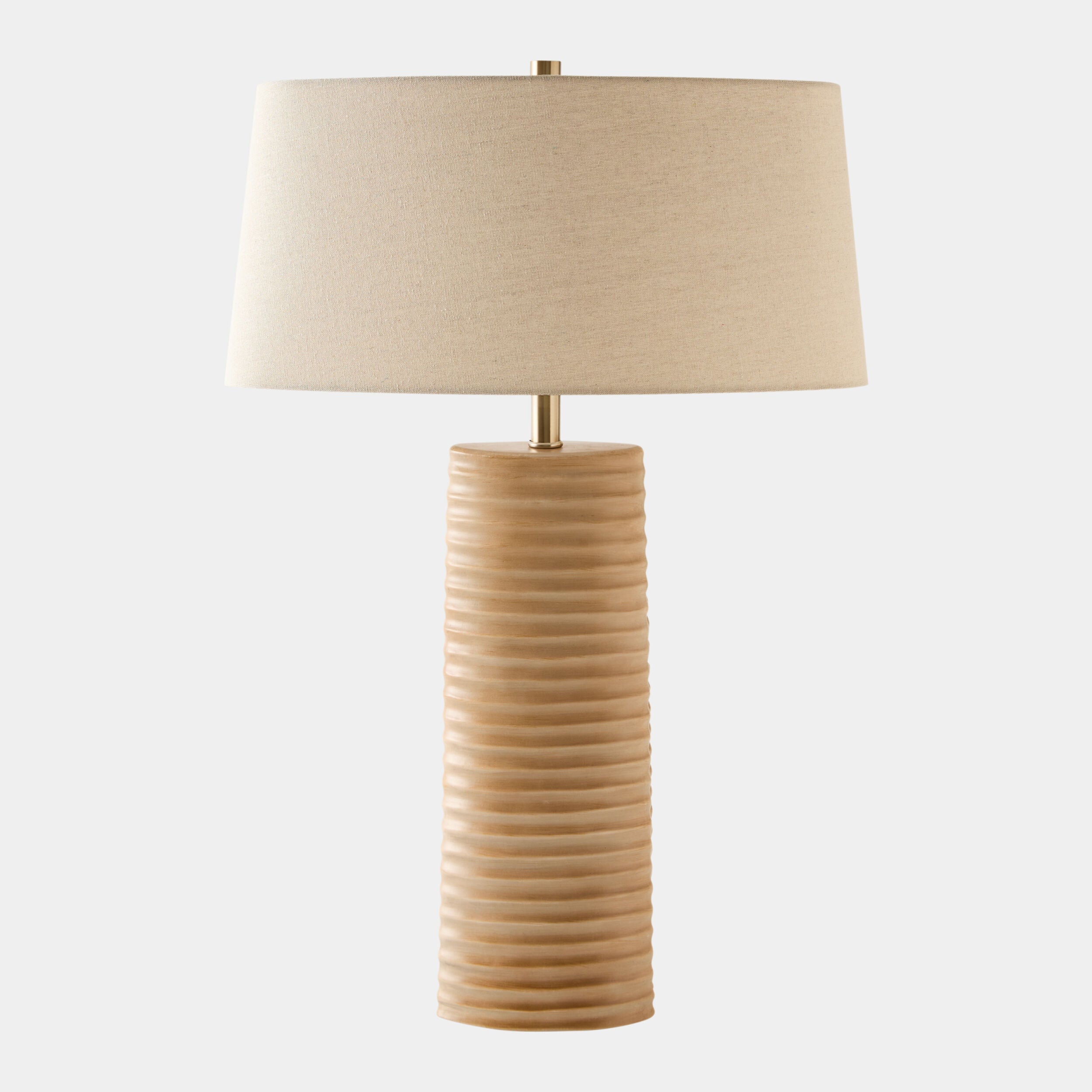 Striated Metal Lamp-Tan