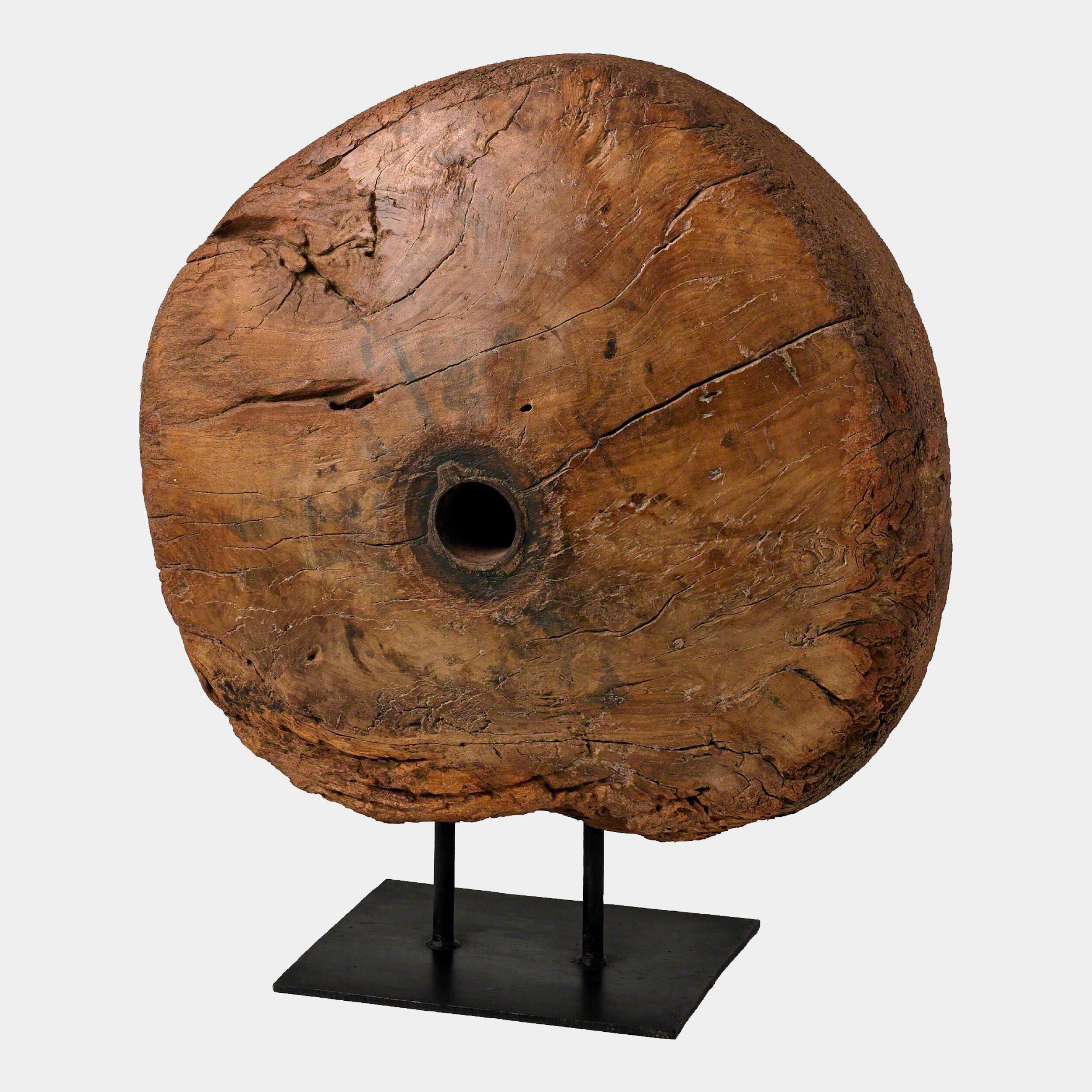 Antique Cart Wheel on Stand
