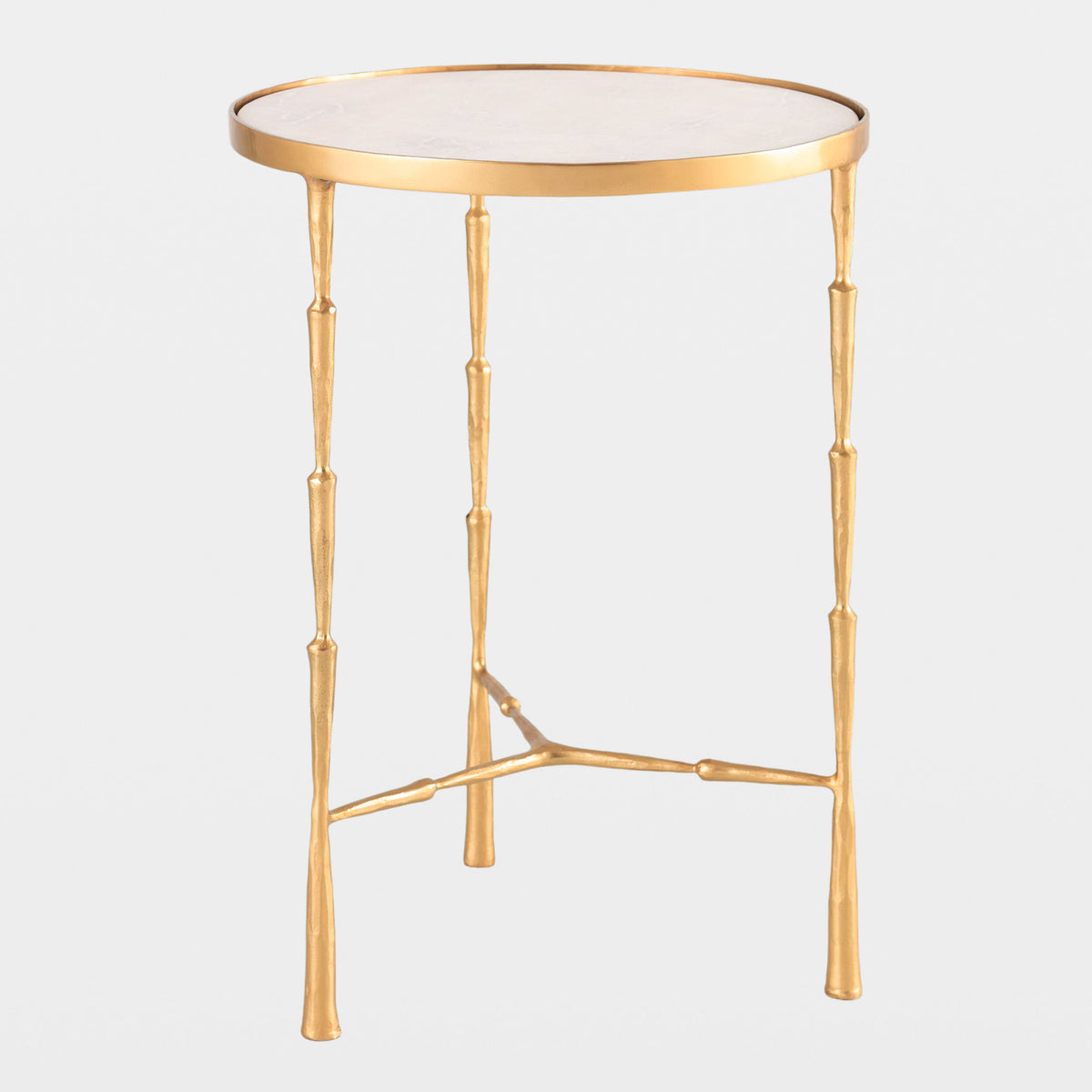 Spike Accent Table-Antique Brass w/White Marble
