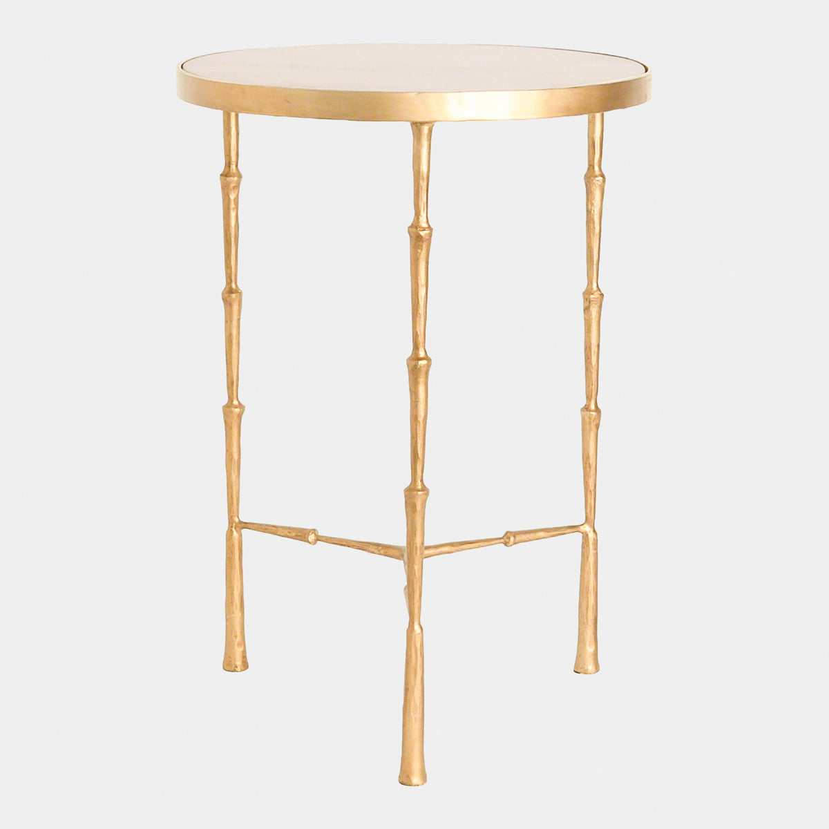 Spike Accent Table-Antique Brass w/White Marble