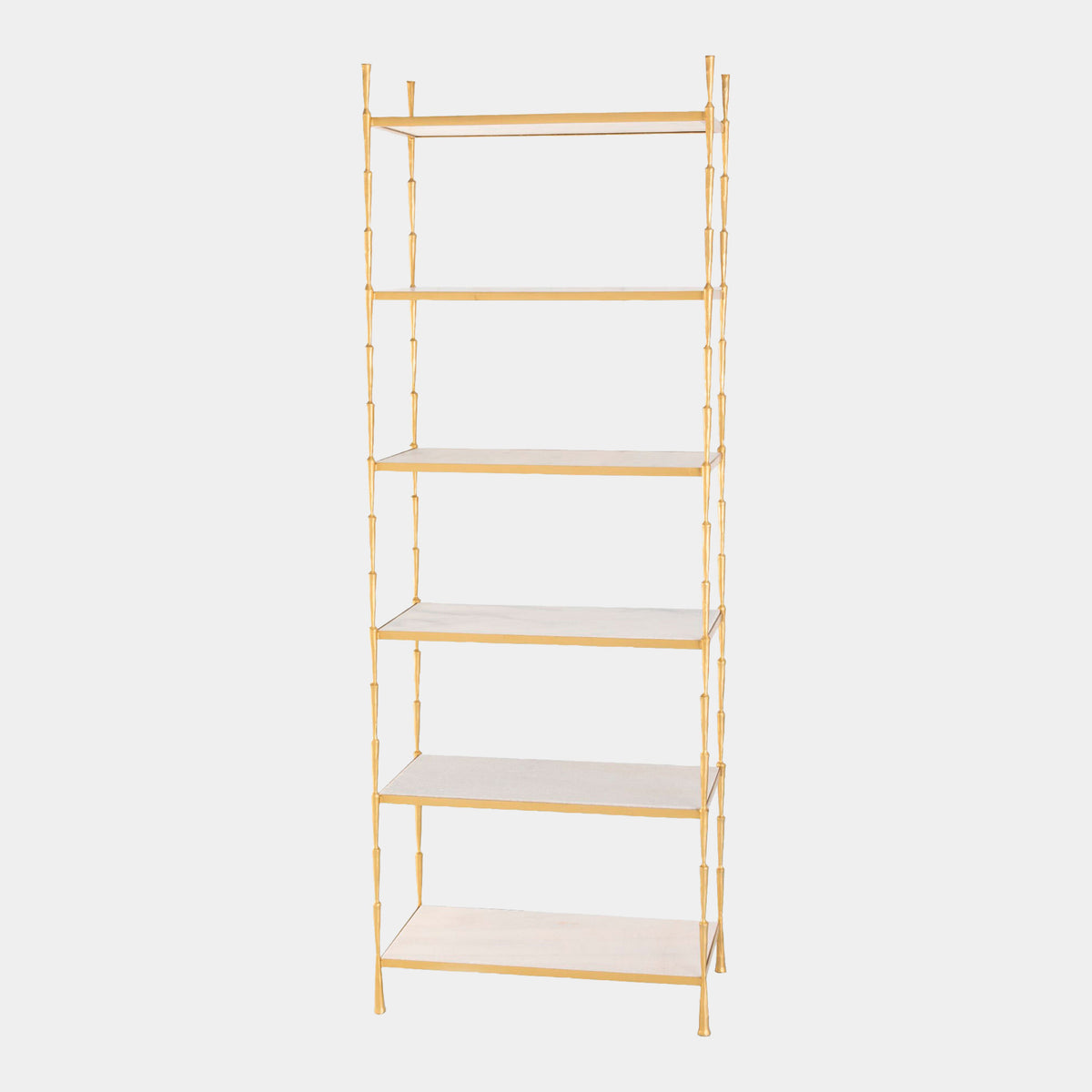 Spike Etagere-Antique Brass w/White Marble
