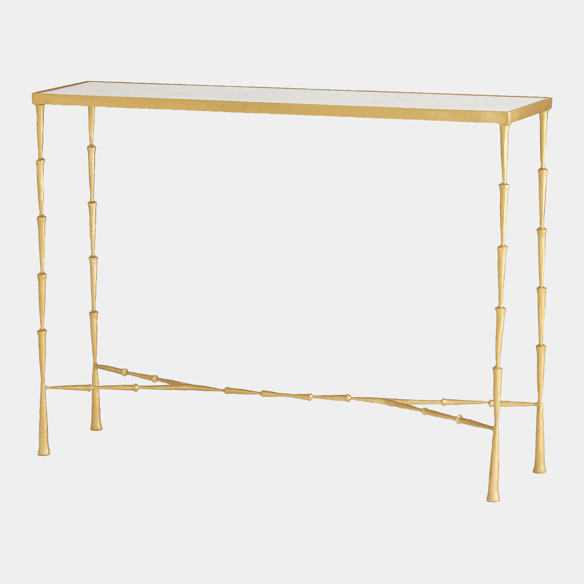 Spike Console-Antique Brass w/White Marble